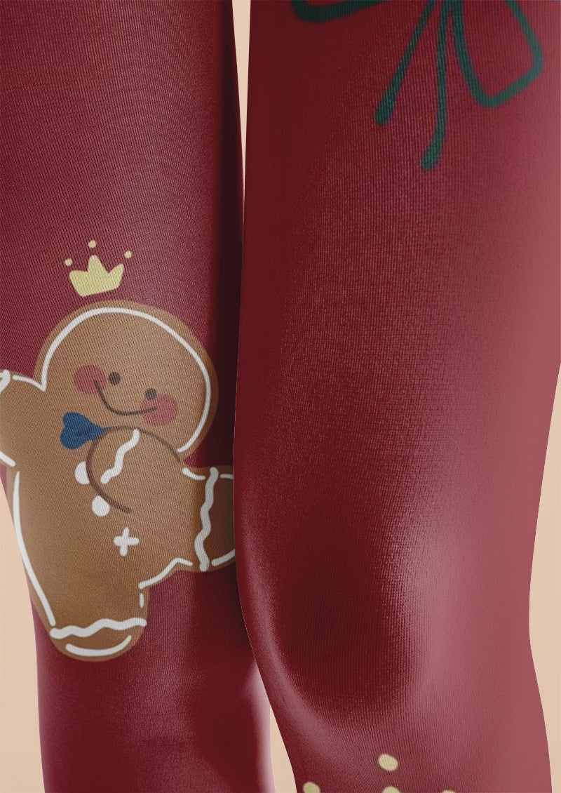 Red Gingerbread Man Tights Hosiery Pantyhose