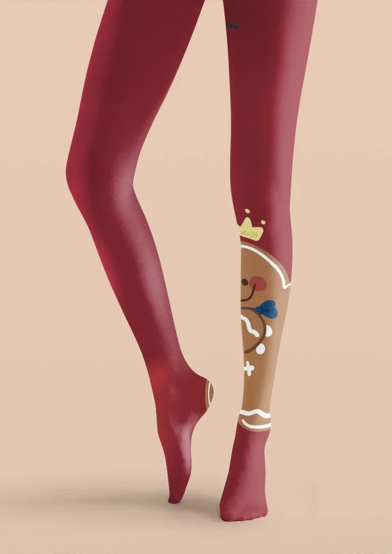Red Gingerbread Man Tights Hosiery Pantyhose