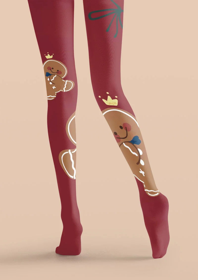 Red Gingerbread Man Tights Hosiery Pantyhose