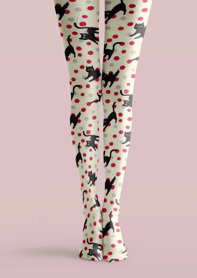Playful Cat Dot Tights Hosiery Pantyhose