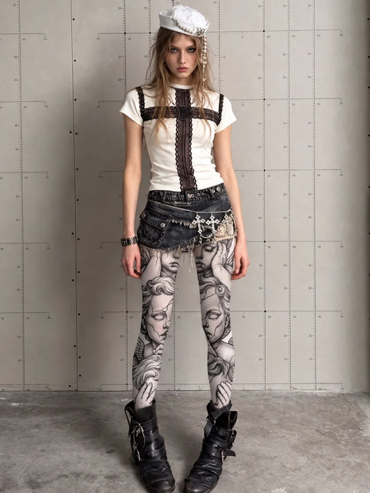 White Cherub Portrait Tights