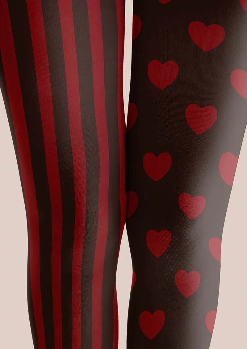 Valentine's Day Heartbeat Stripe Tights Hosiery Pantyhose