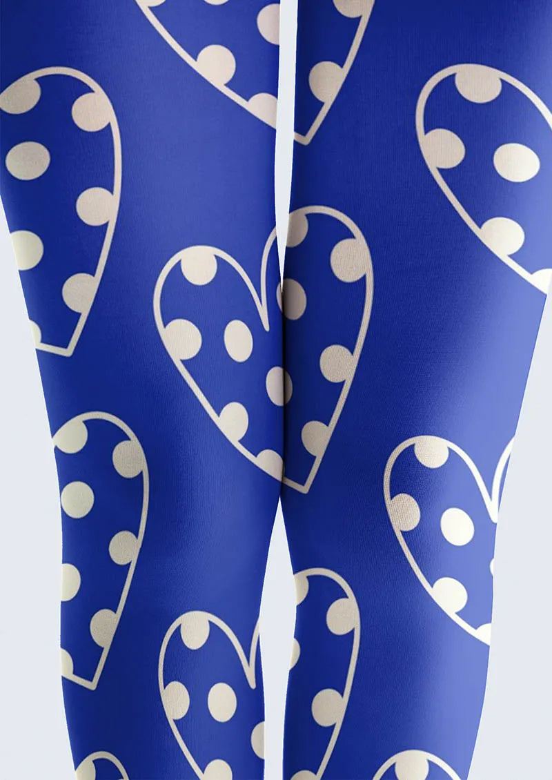 Valentine's Day Blue Heartbeat Tights Hosiery Pantyhose