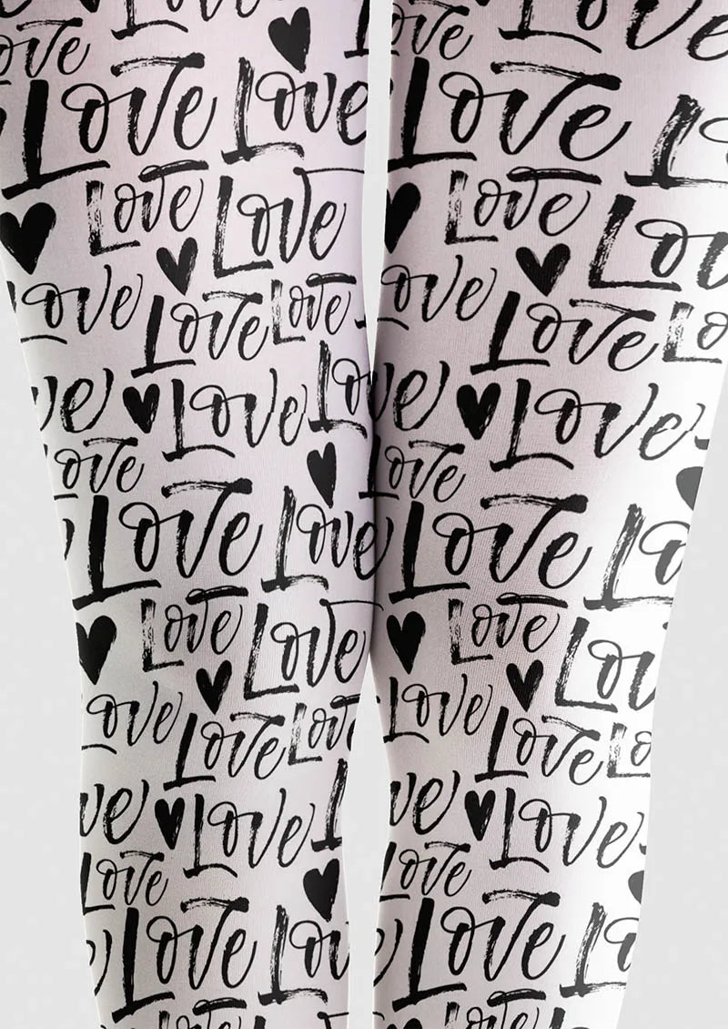 Valentine's Day Love Notes Tights Hosiery Pantyhose