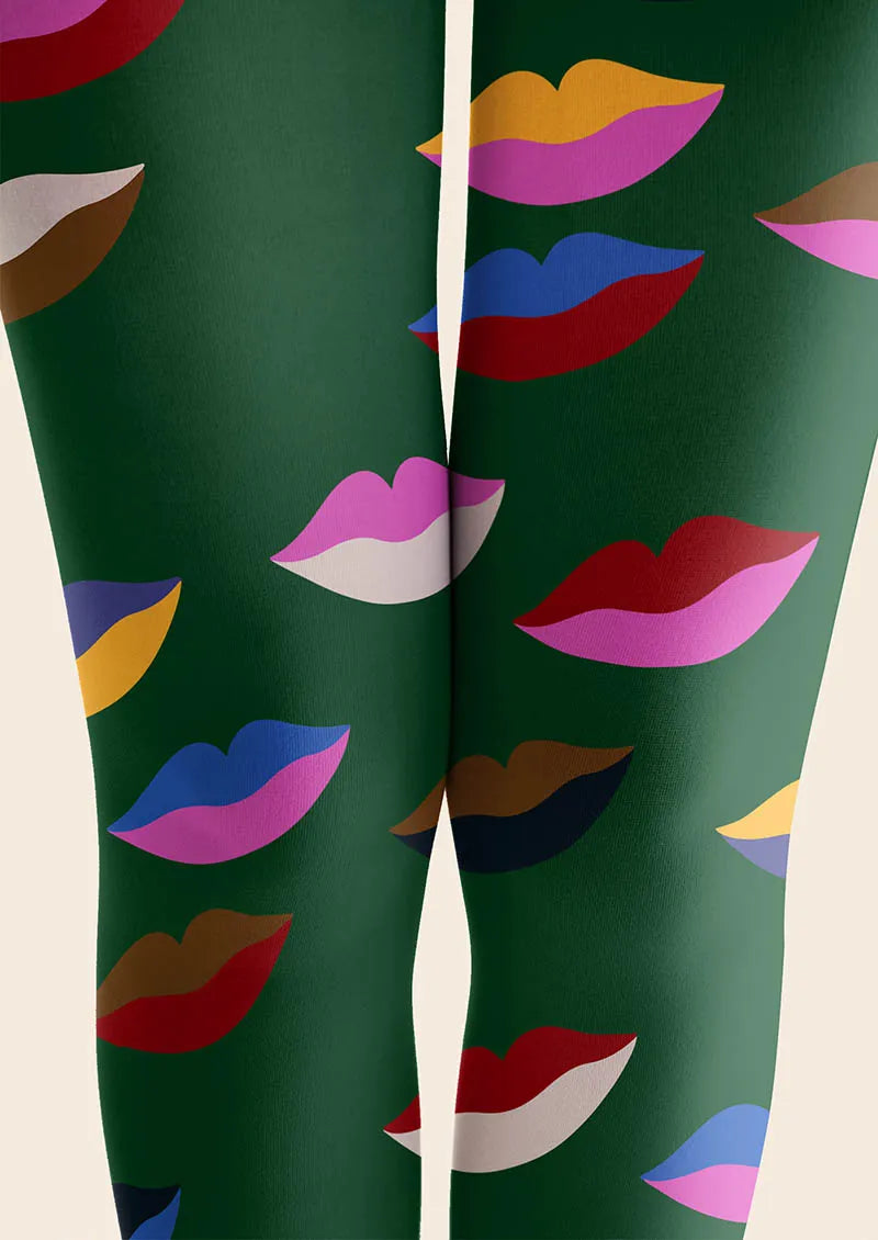 Valentine's Day Kiss Pattern Tights Hosiery Pantyhose