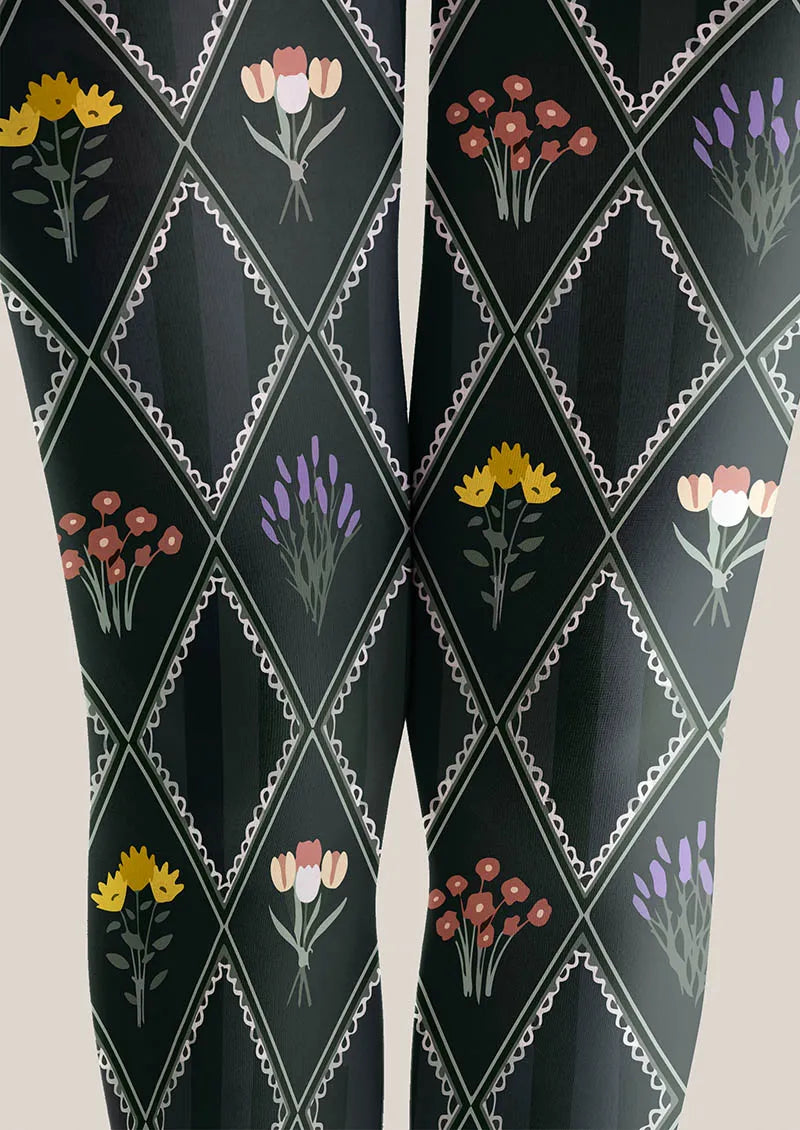 Floral pattern Shadow Garden Tights Hosiery Pantyhose