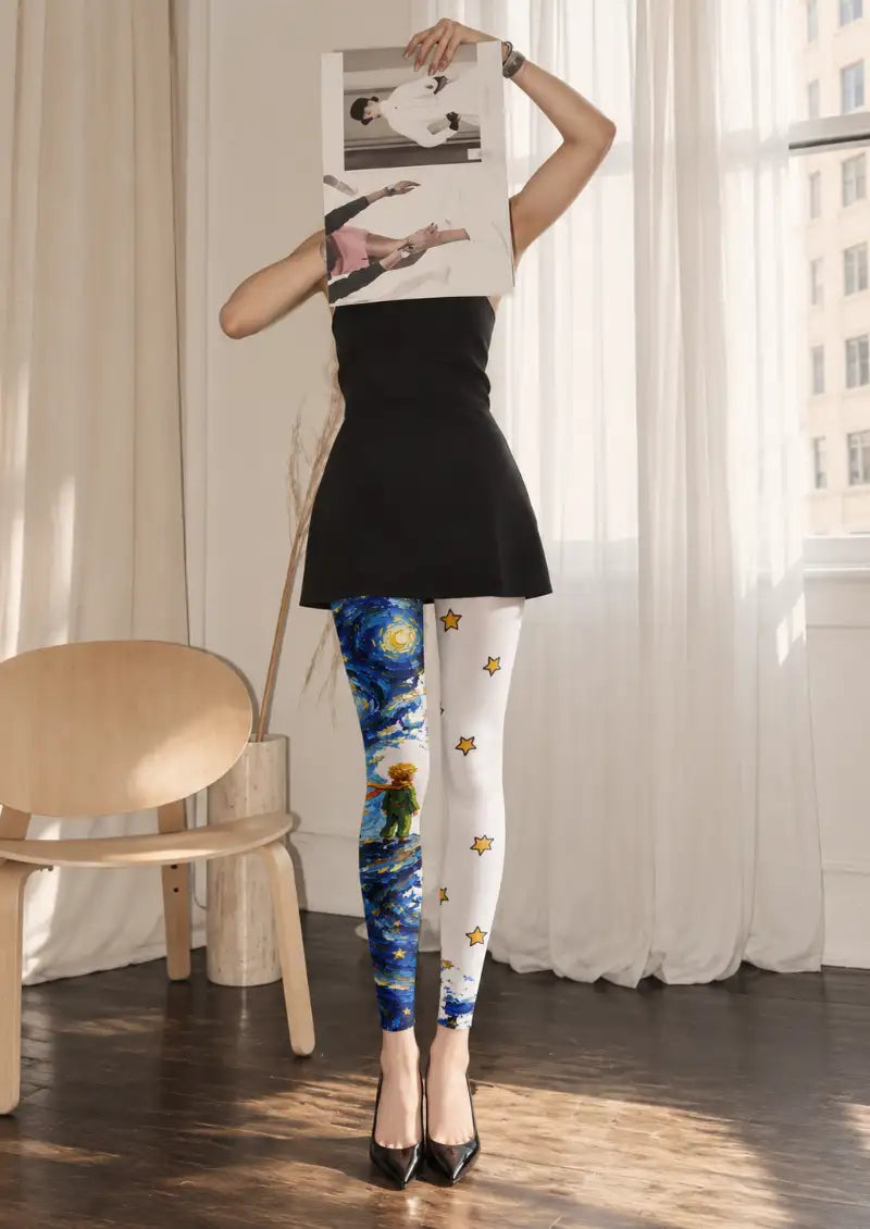 Blue Starry Sky Character Footless Tights