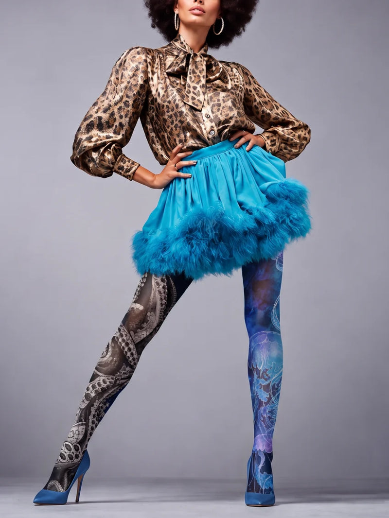 Black Blue Octopus Jellyfish Tights