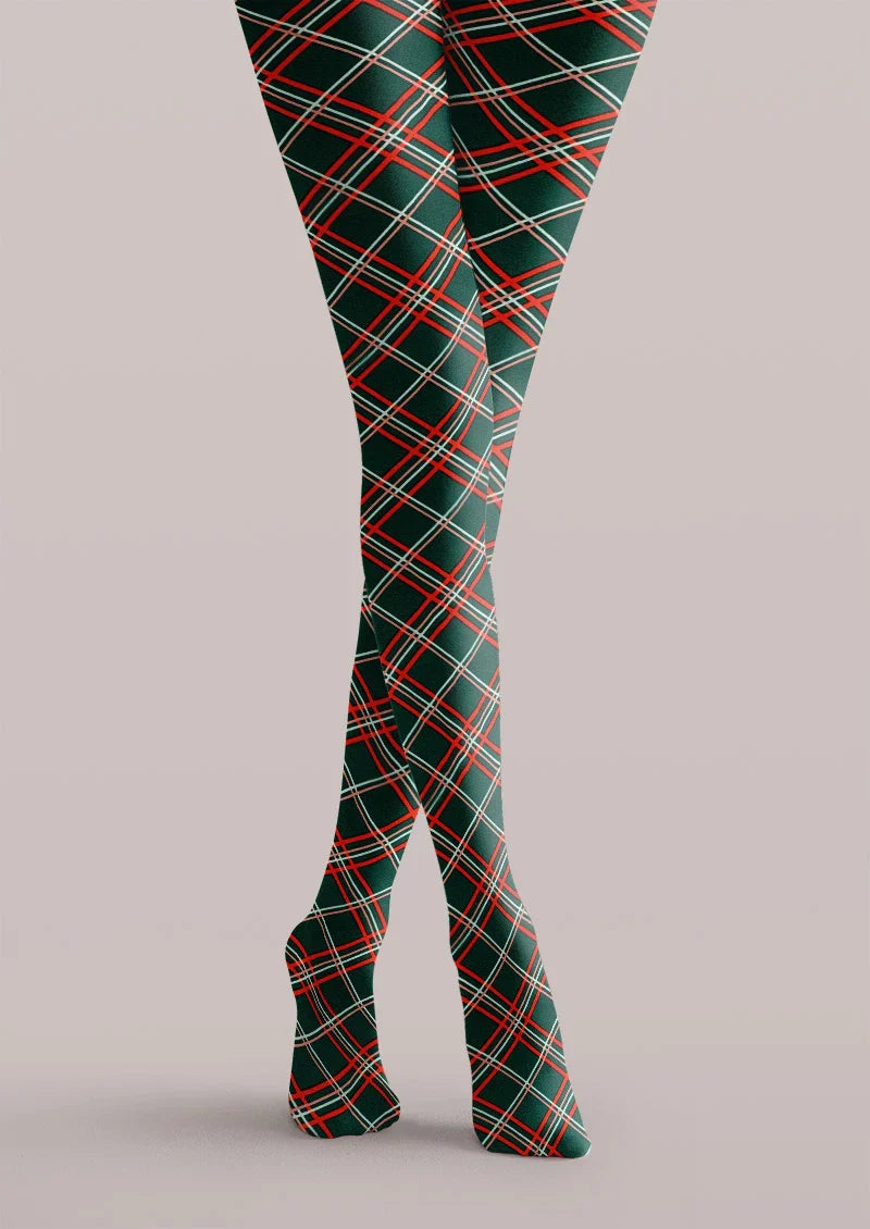 Christmas Plaid Red Green Tights Hosiery Pantyhose