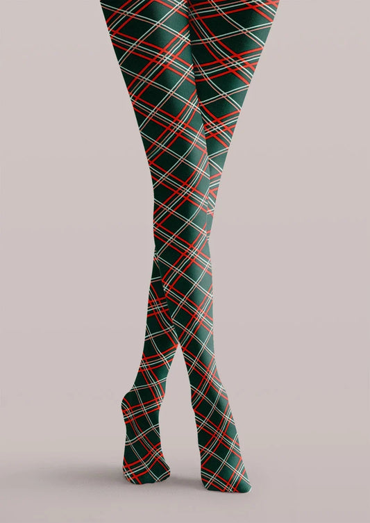 Christmas Plaid Red Green Tights Hosiery Pantyhose