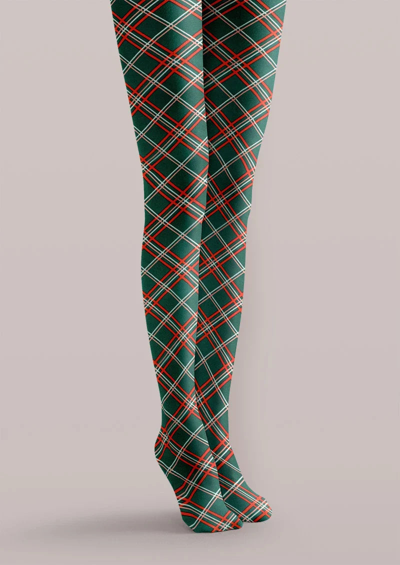 Christmas Plaid Red Green Tights Hosiery Pantyhose