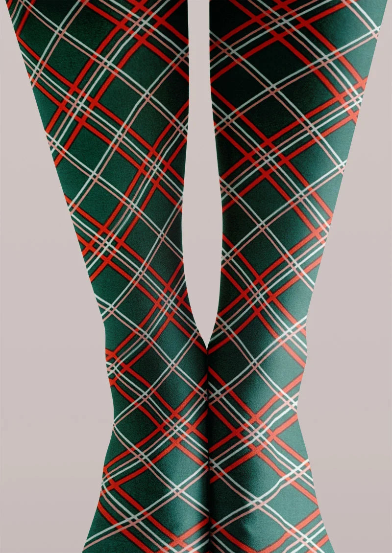 Christmas Plaid Red Green Tights Hosiery Pantyhose