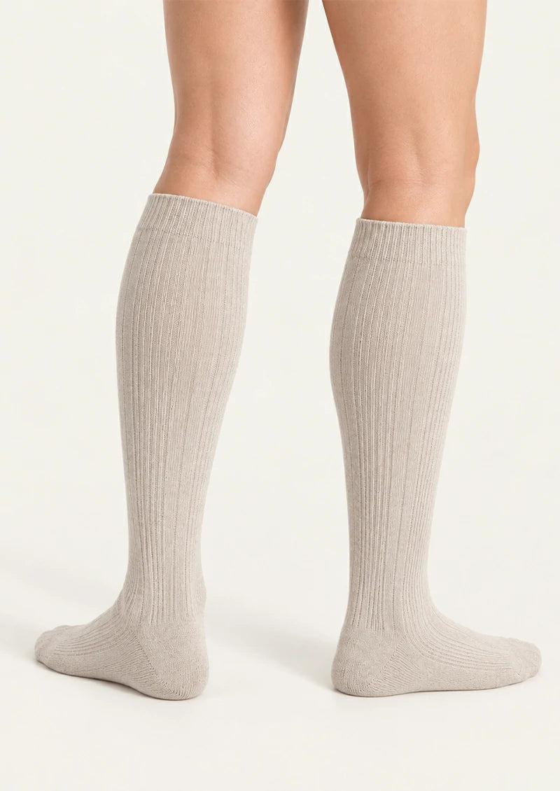 Solid Ribbed Knee-High Socks
