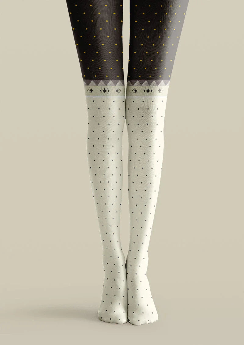 Two-Tone Polka Dot Tights Hosiery Pantyhose