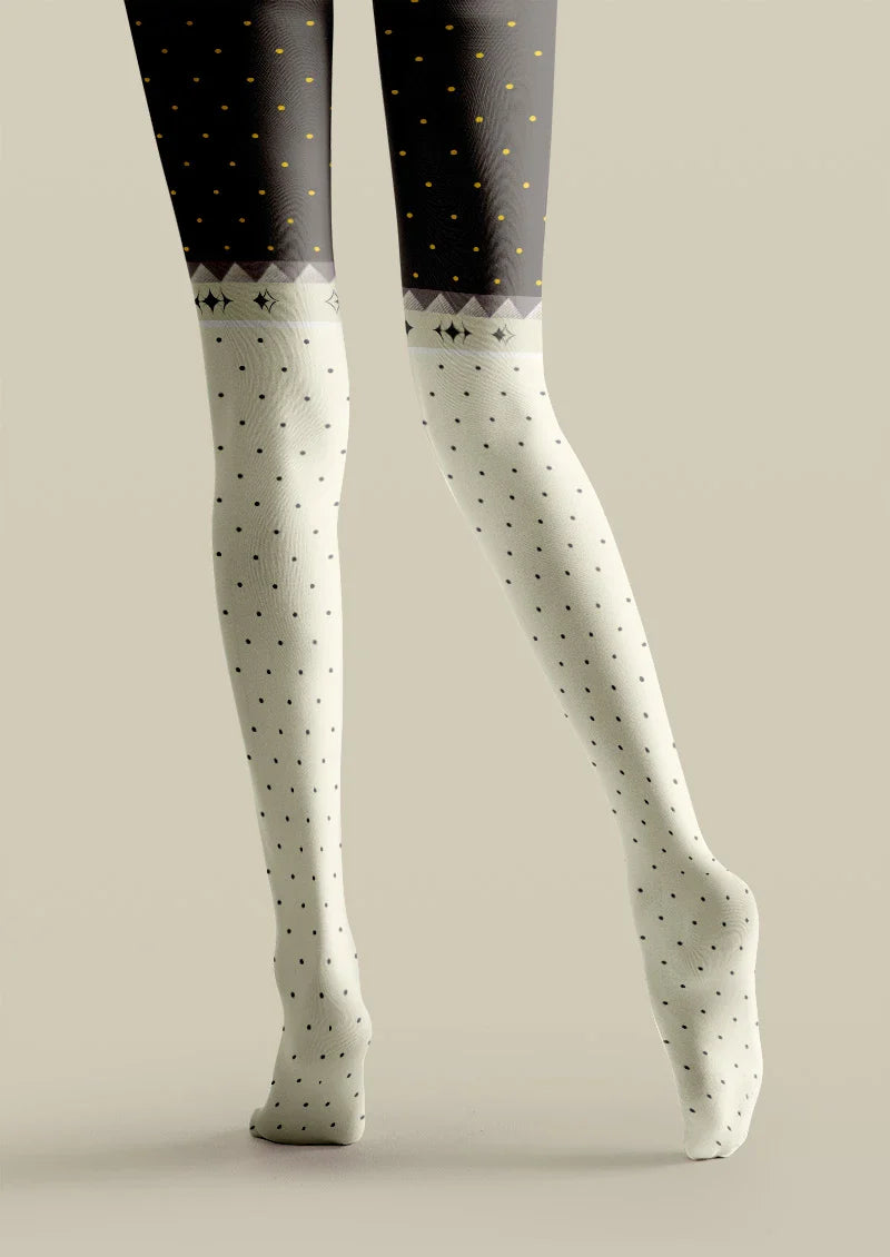 Two-Tone Polka Dot Tights Hosiery Pantyhose