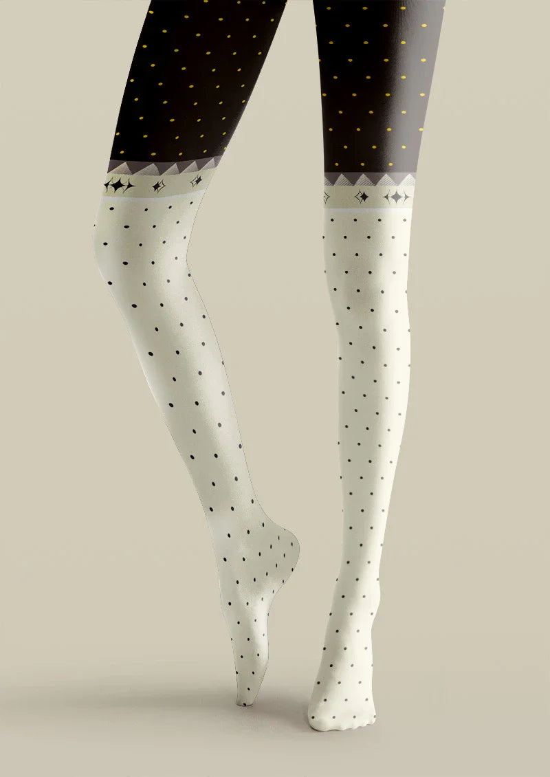 Two-Tone Polka Dot Tights Hosiery Pantyhose