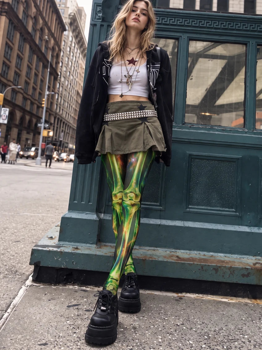 Black Cosmic Skeleton Tights