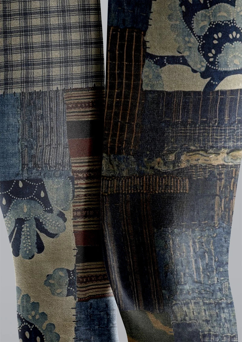 Patchwork Quilt Denim Tights Hosiery Pantyhose