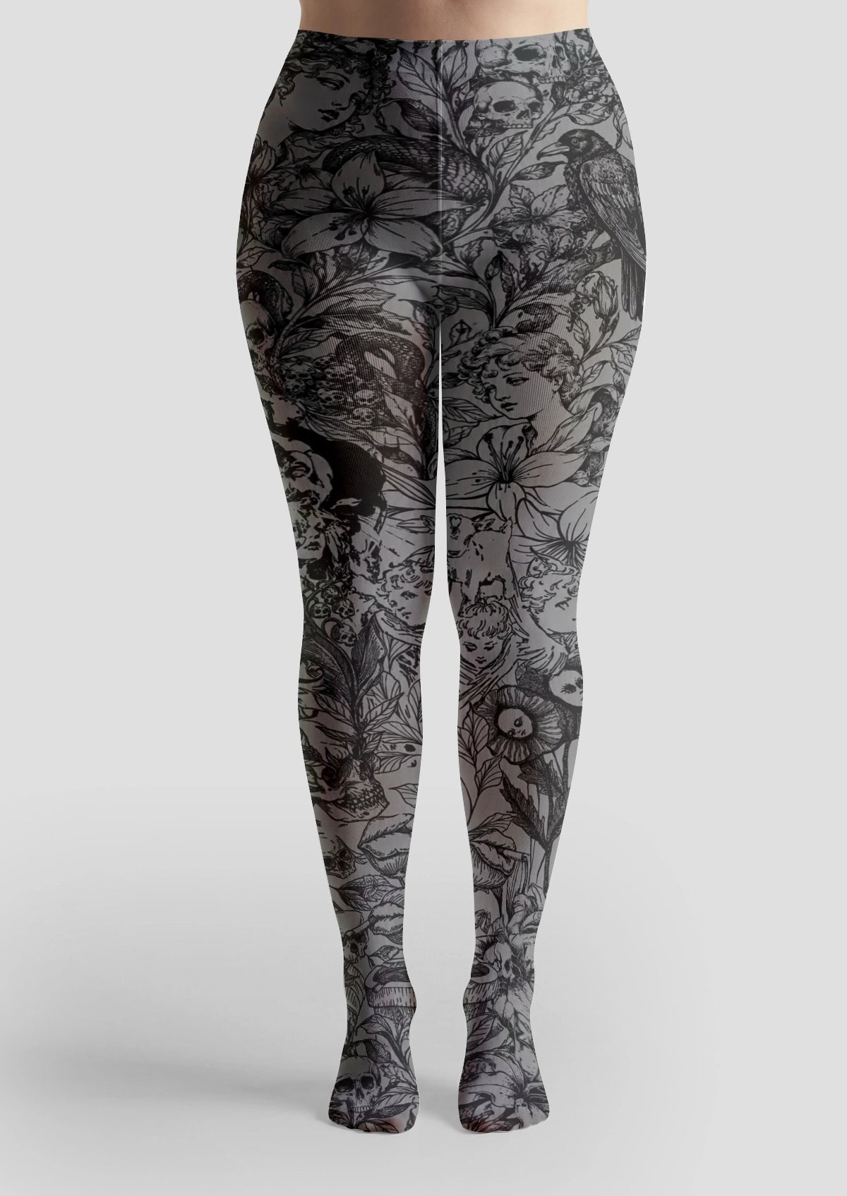 Gray Gothic Engraving Tights