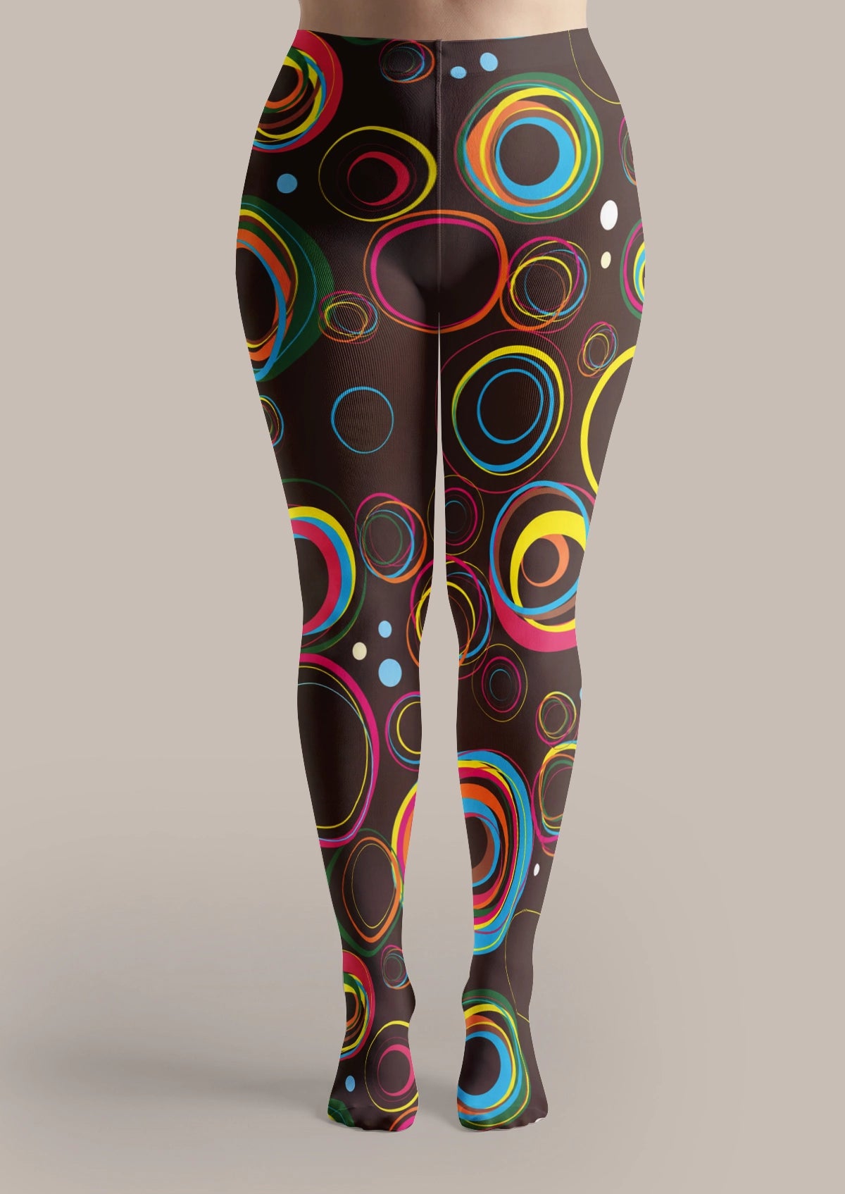 Black Color Circle Geometric Tights