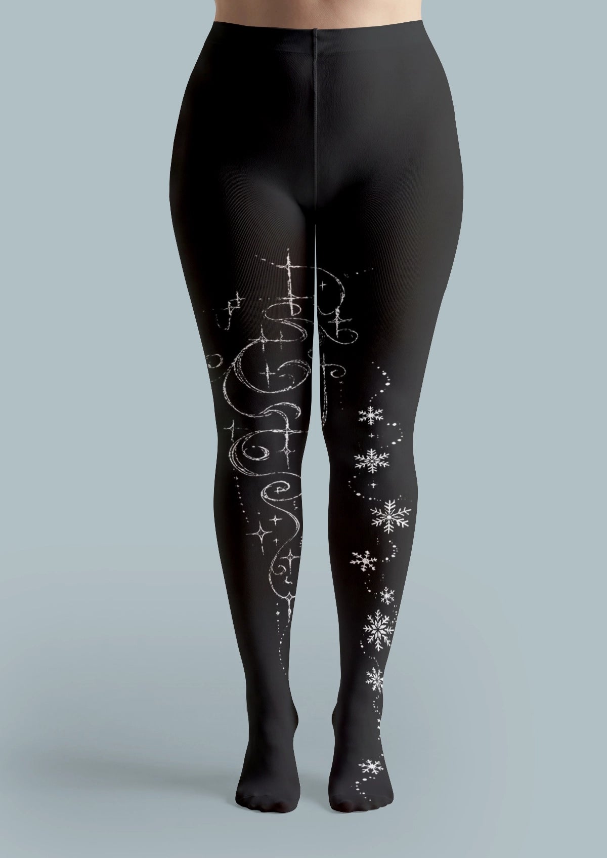 Black Snowflake Swirl Tights