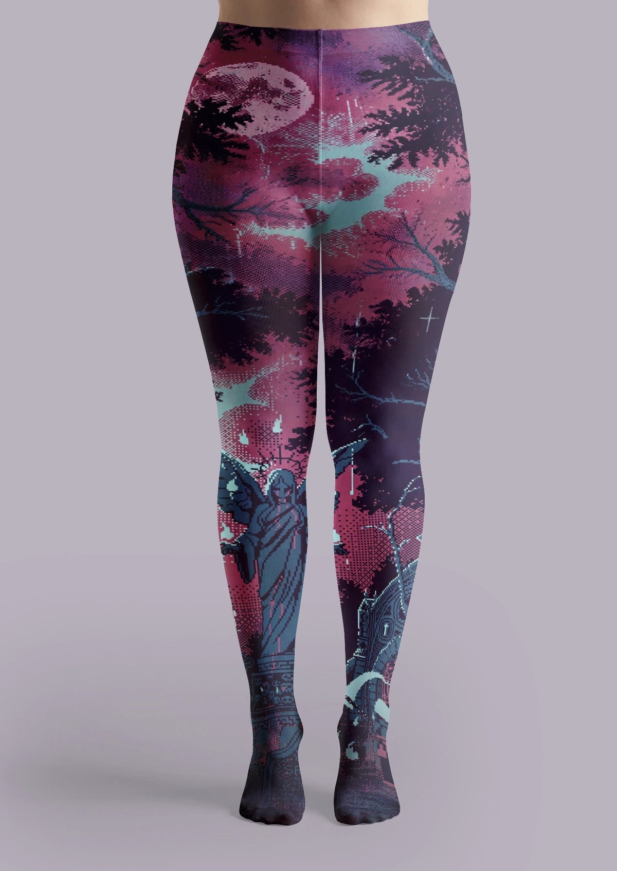 Black Gothic Angel Tattoo Tights