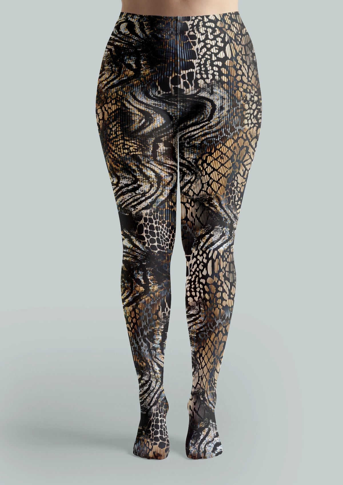 Black Mixed Animal Print Tights