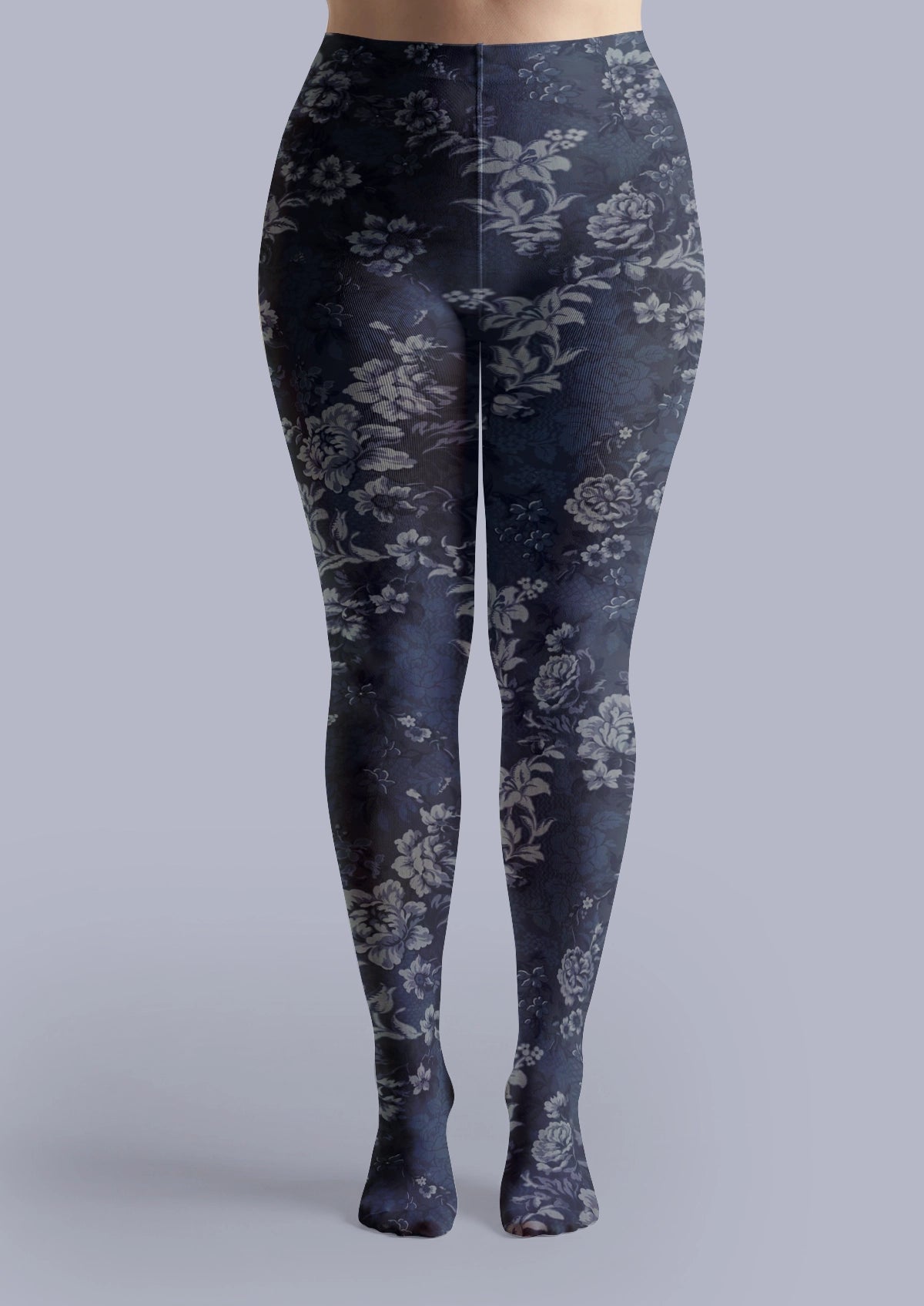 Navy Vintage Floral Tights