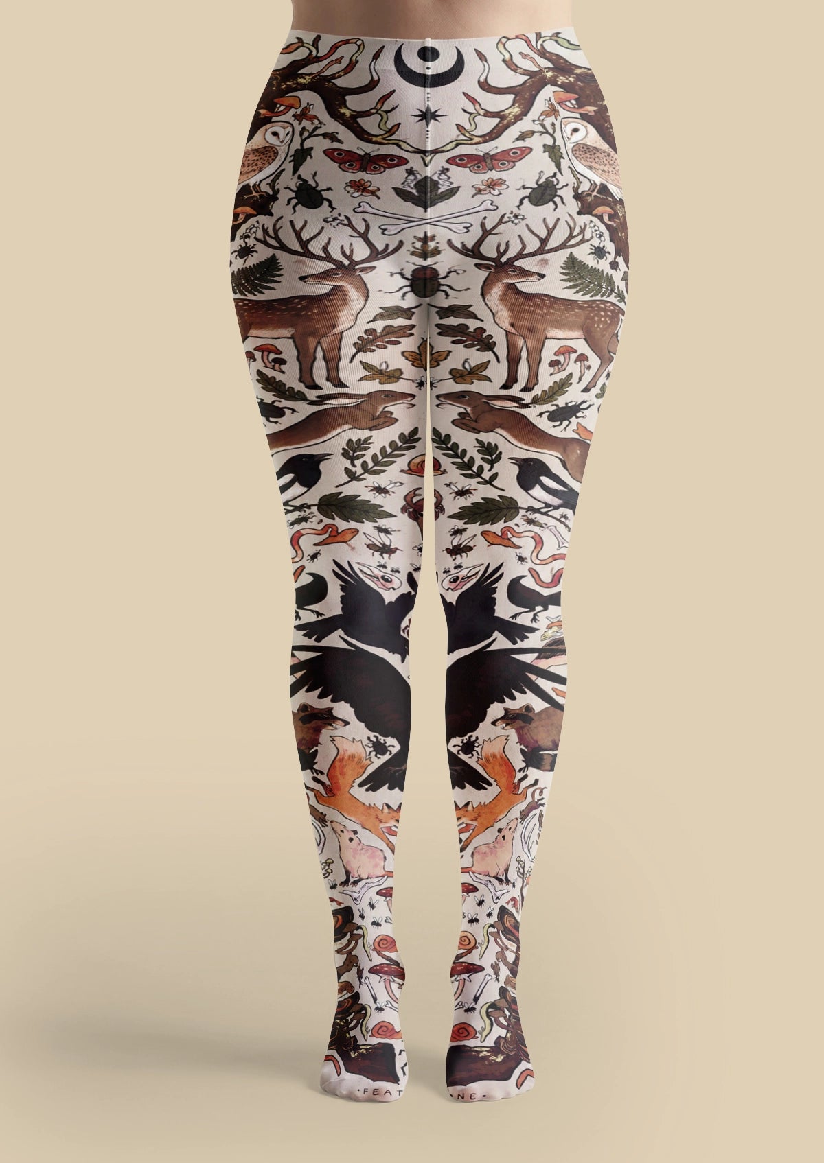 White Woodland Animal Tights