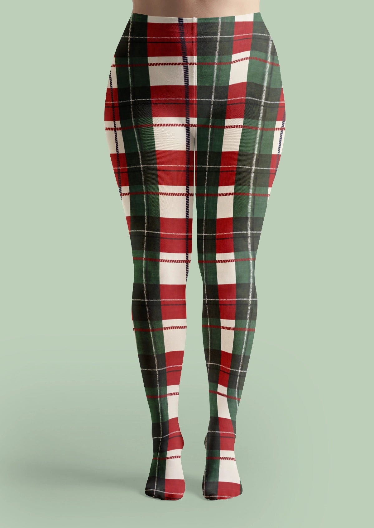 Red Green Plaid Tights