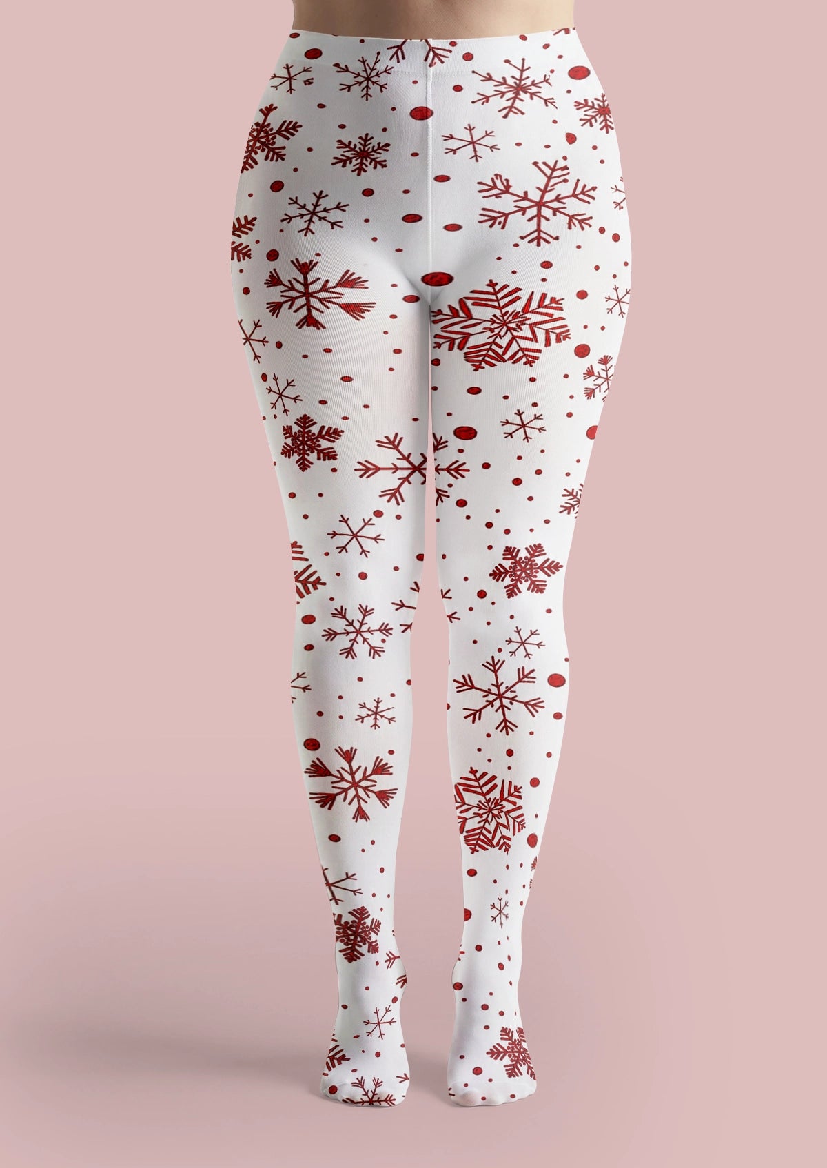 White Red Snowflake Tights