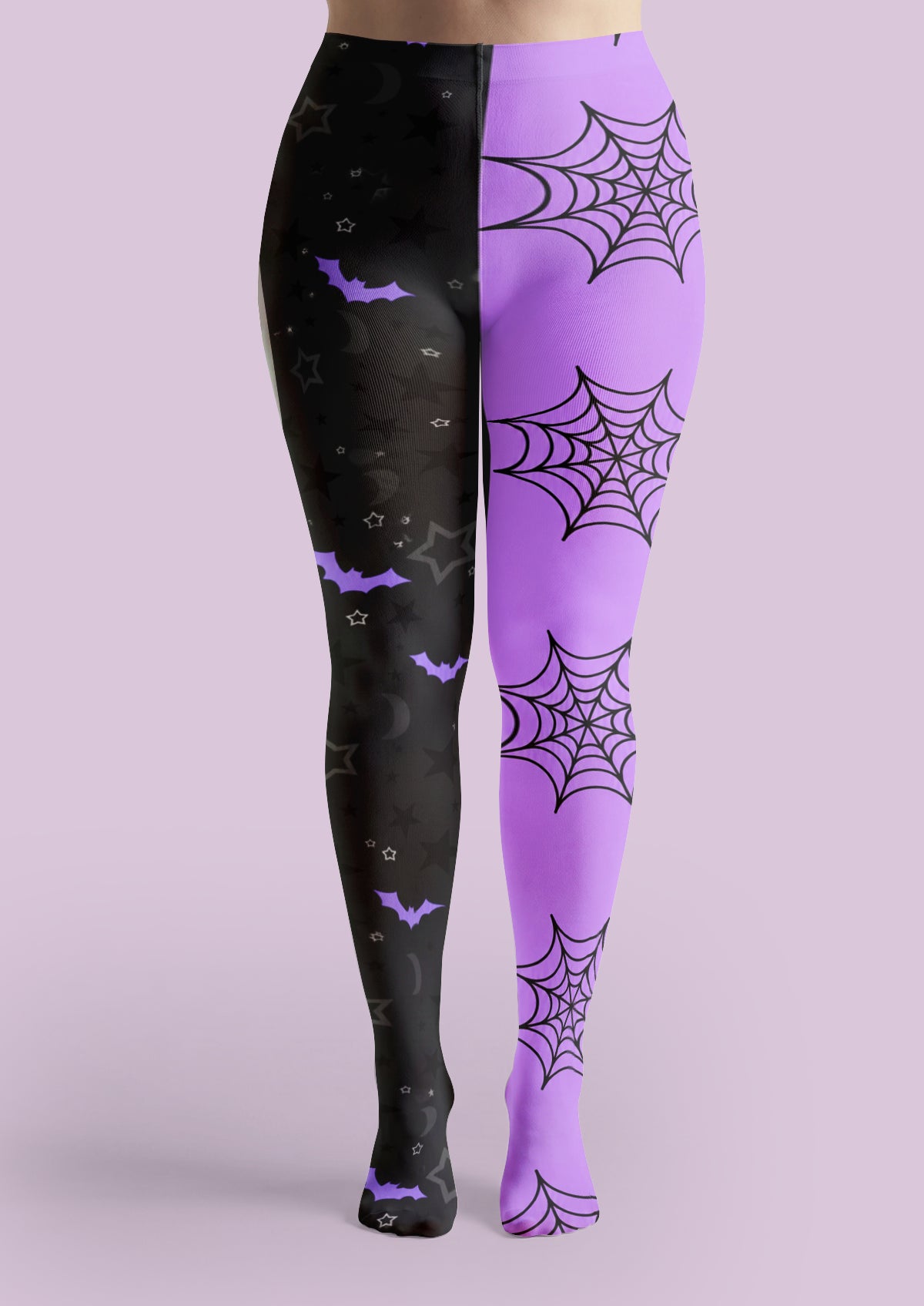 Black Purple Spiderweb Bat Tights