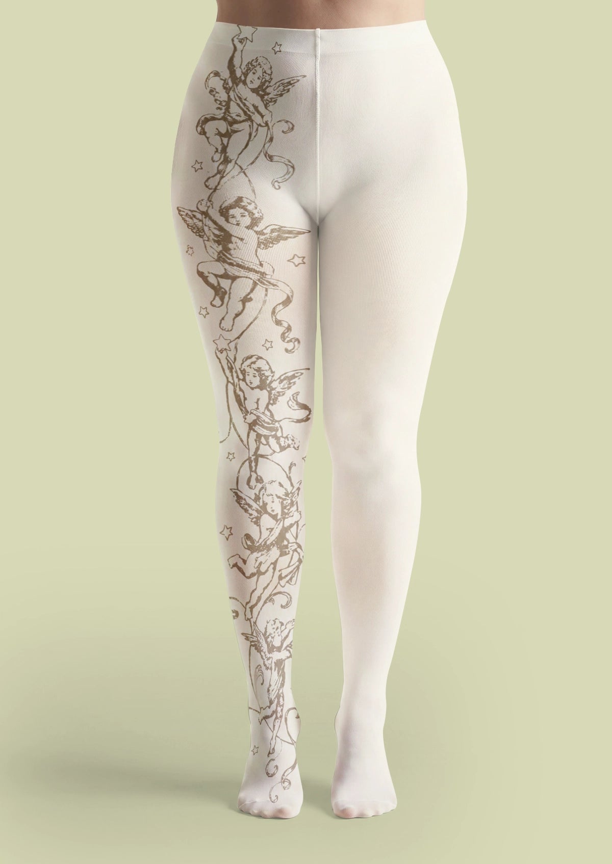 White Cherub Tattoo Tights