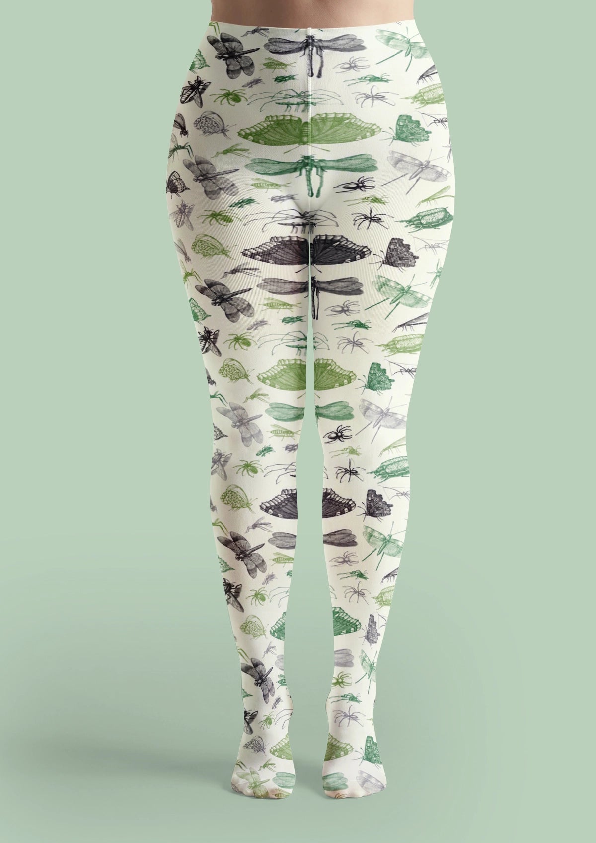 White Botanical Insect Tights
