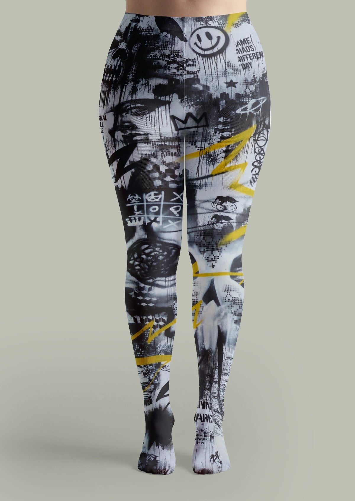 Black Yellow Graffiti Tights