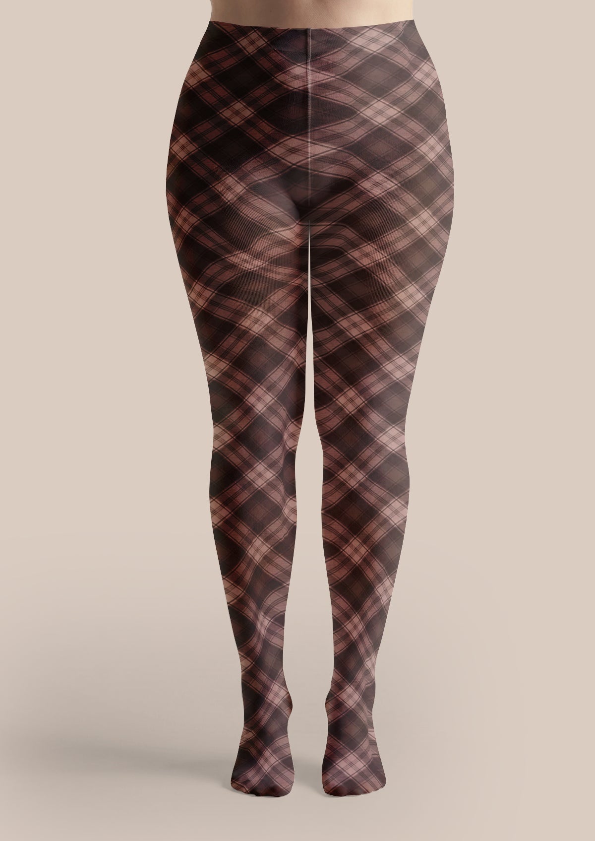 Brown Pink Plaid Tights