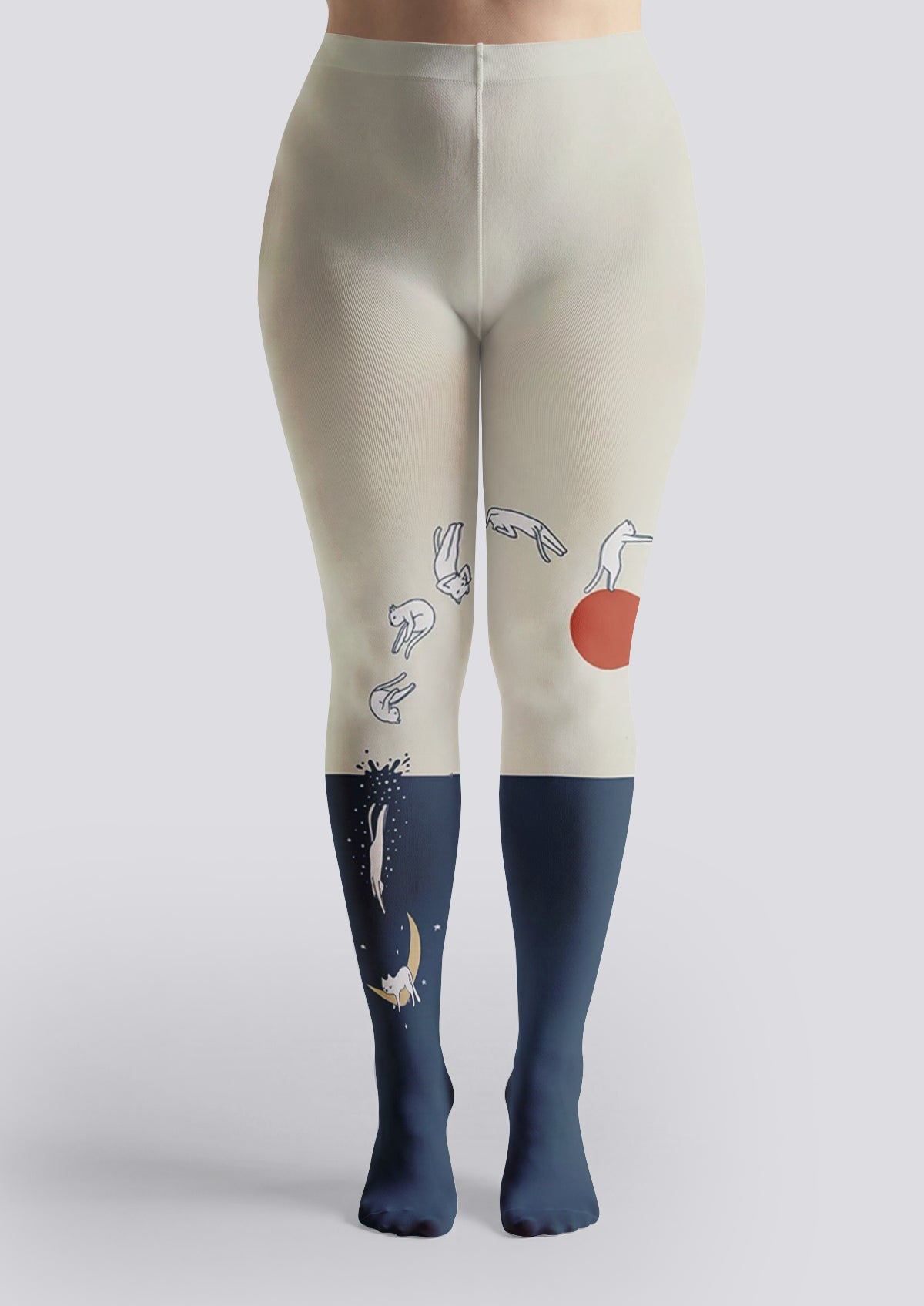 Navy Cat Moon Tights