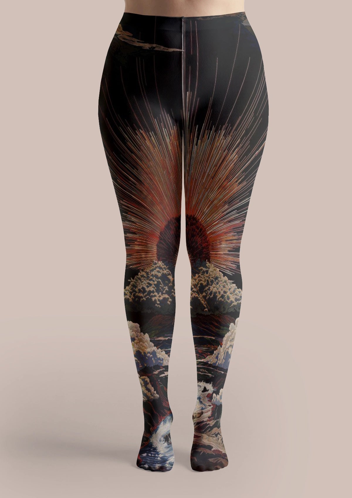 Black Rising Sun Wave Tights