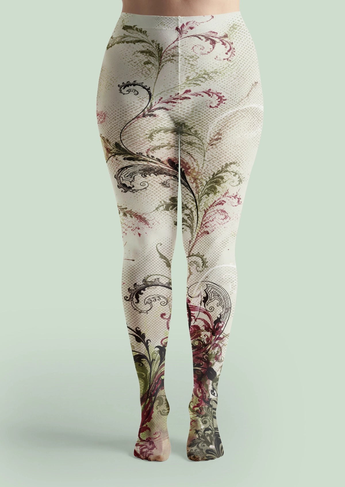 Ivory Ornamental Floral Tights
