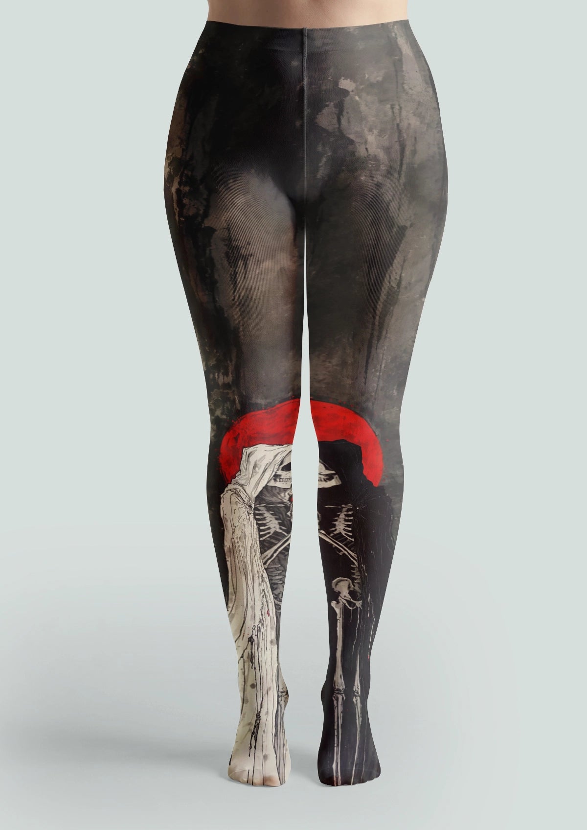 Black Red Moon Skeleton Tights