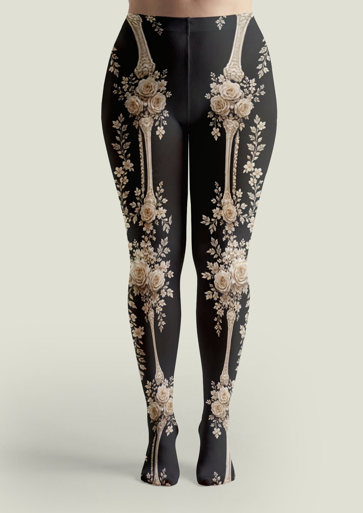 Black Antique Rose Tights