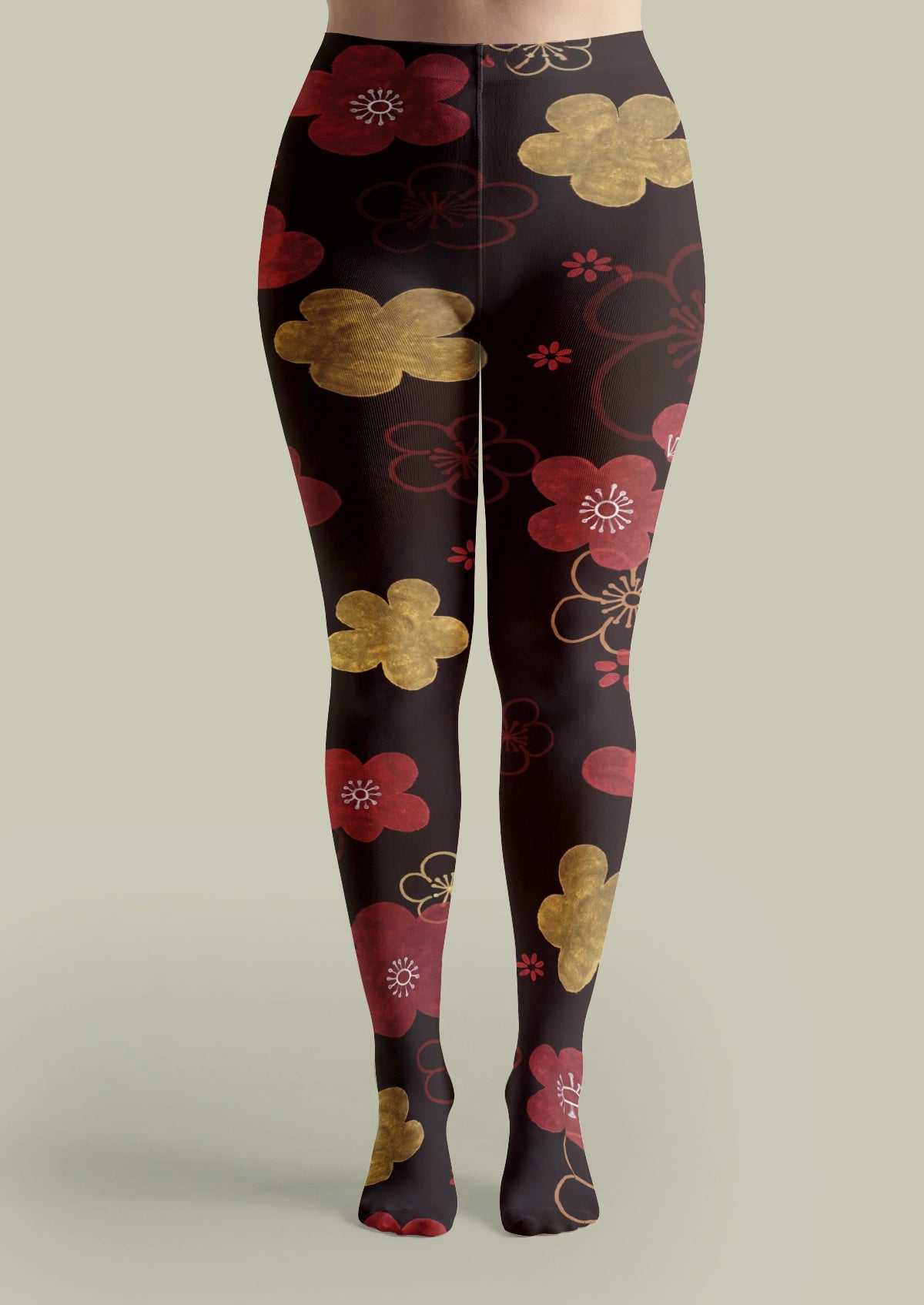Black Gold Blossom Tights