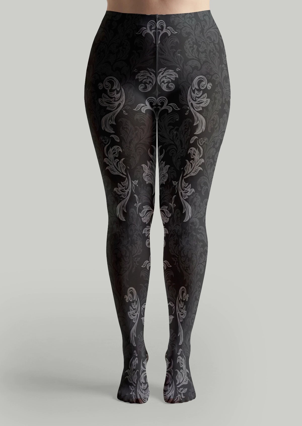 Black Botanical Floral Tights