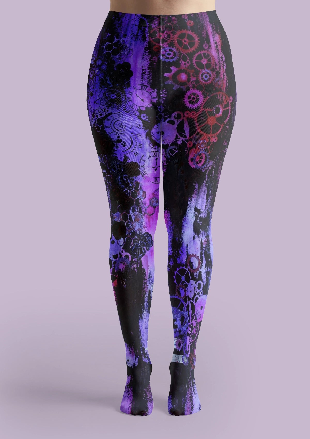 Black Gear Rose Tights
