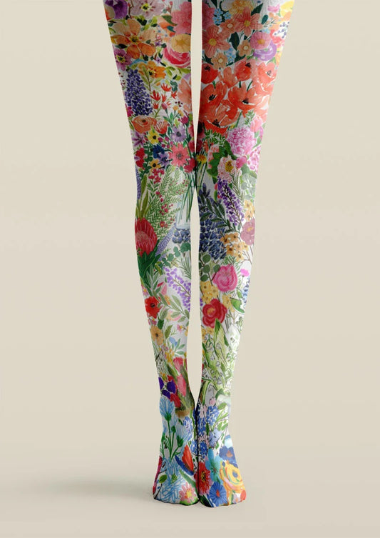 Colorful Abstract Garden Tights Hosiery Pantyhose