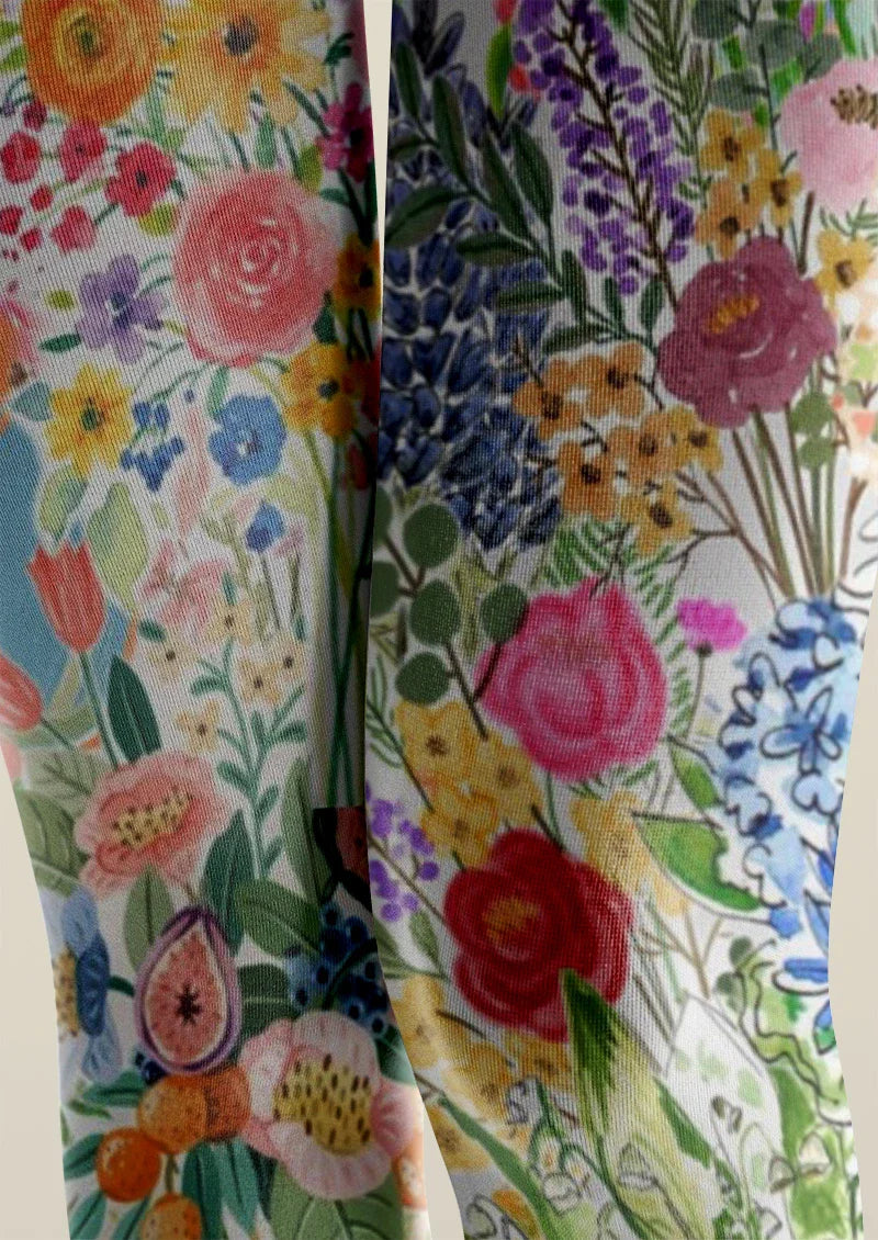 Colorful Abstract Garden Tights Hosiery Pantyhose