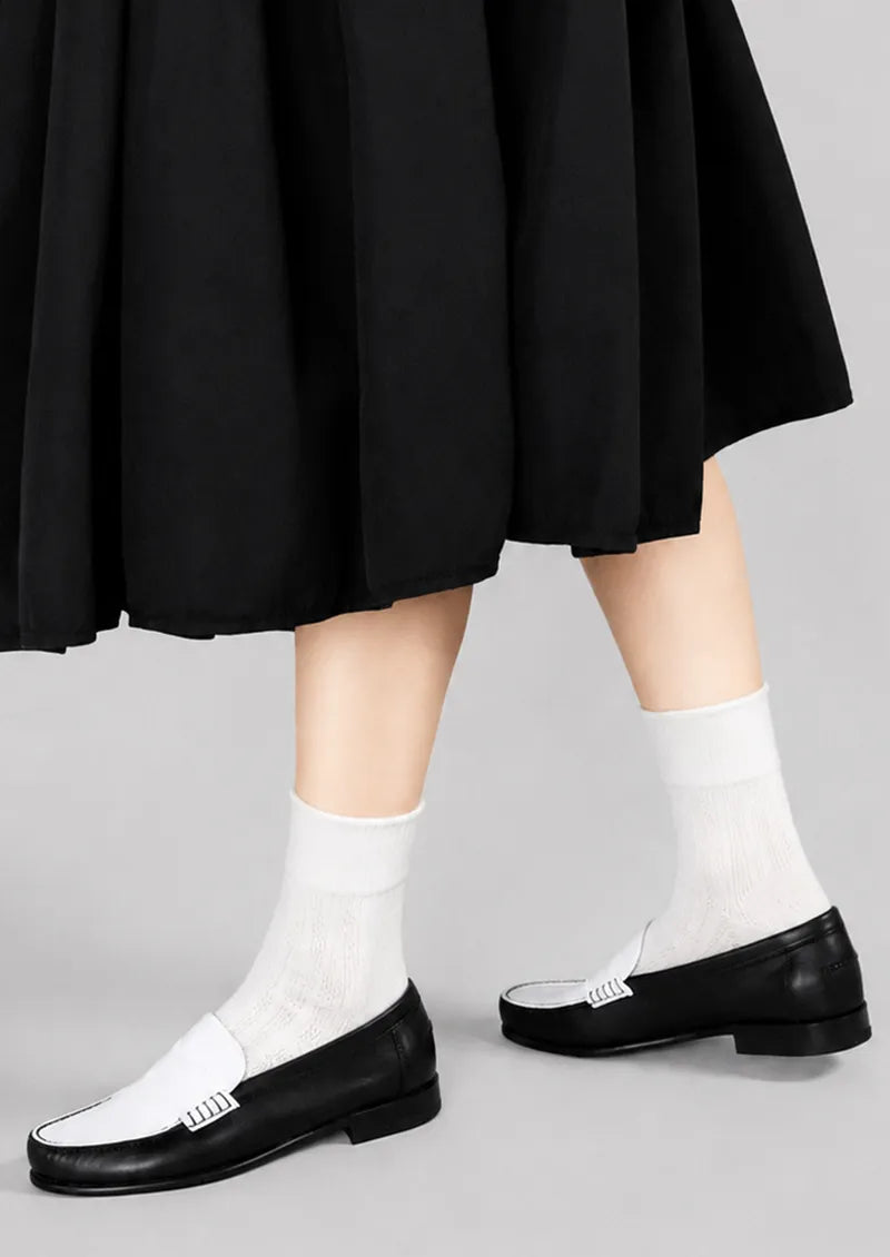 White Ribbed Crew Socks