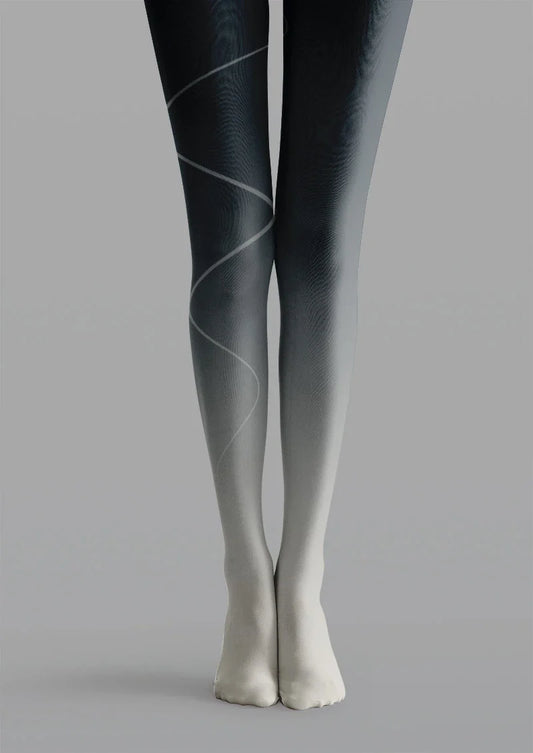 Monochrome Curve Graphic Tights Hosiery Pantyhose