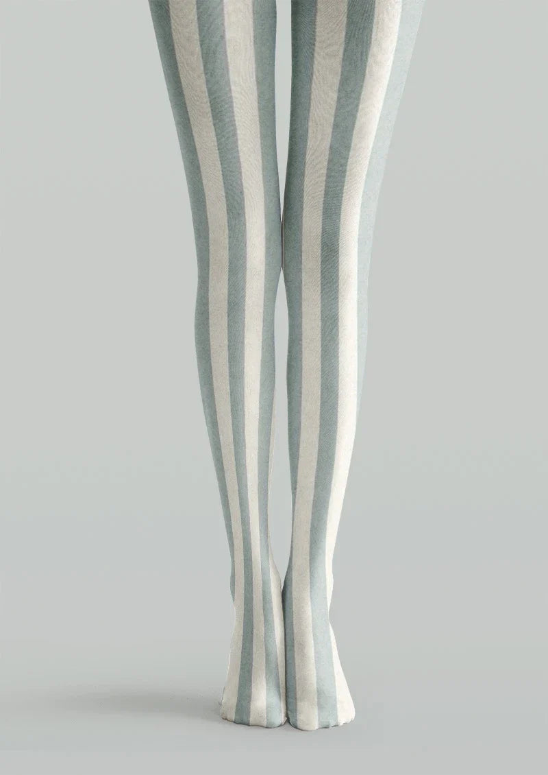 Cream Stripe Tights Hosiery Pantyhose