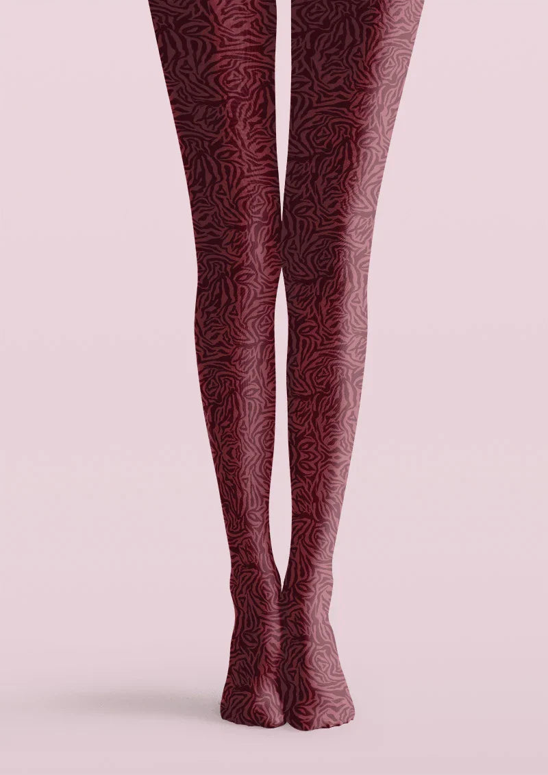 Burgundy Rib Tights Hosiery Pantyhose